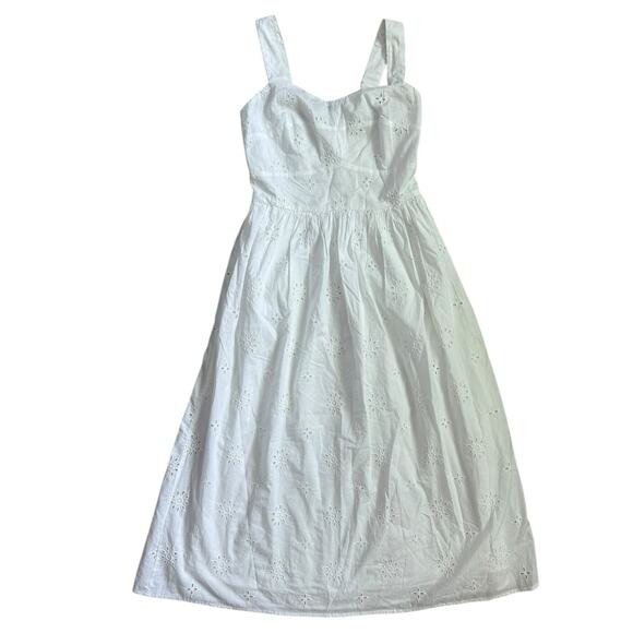 J.Crew Preppy Eyelet Midi Dress in‎ Bright White Pockets Size 00 - Picture 5 of 12